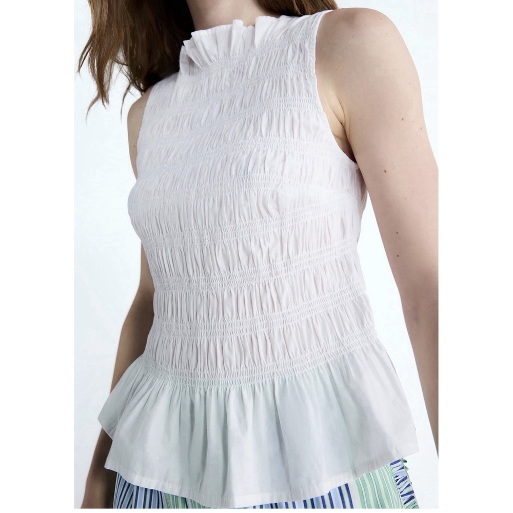 Free Assembly Women's XL  Smocked Peplum Sleeveless Cotton Top NWT